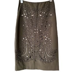 ✅ SALE NWOT Karen Millen Green Hole-out Pencil Skirt